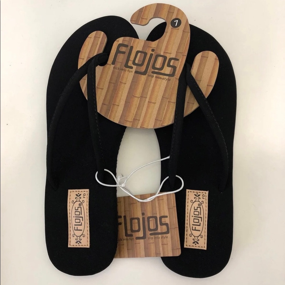 Flojos Black Flip Flops size 7